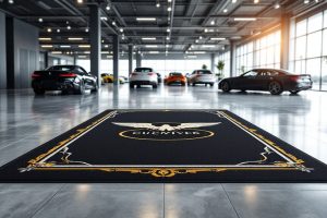 Как ковры с логотипом помогают зонировать пространство в автосалонах и больших офисах