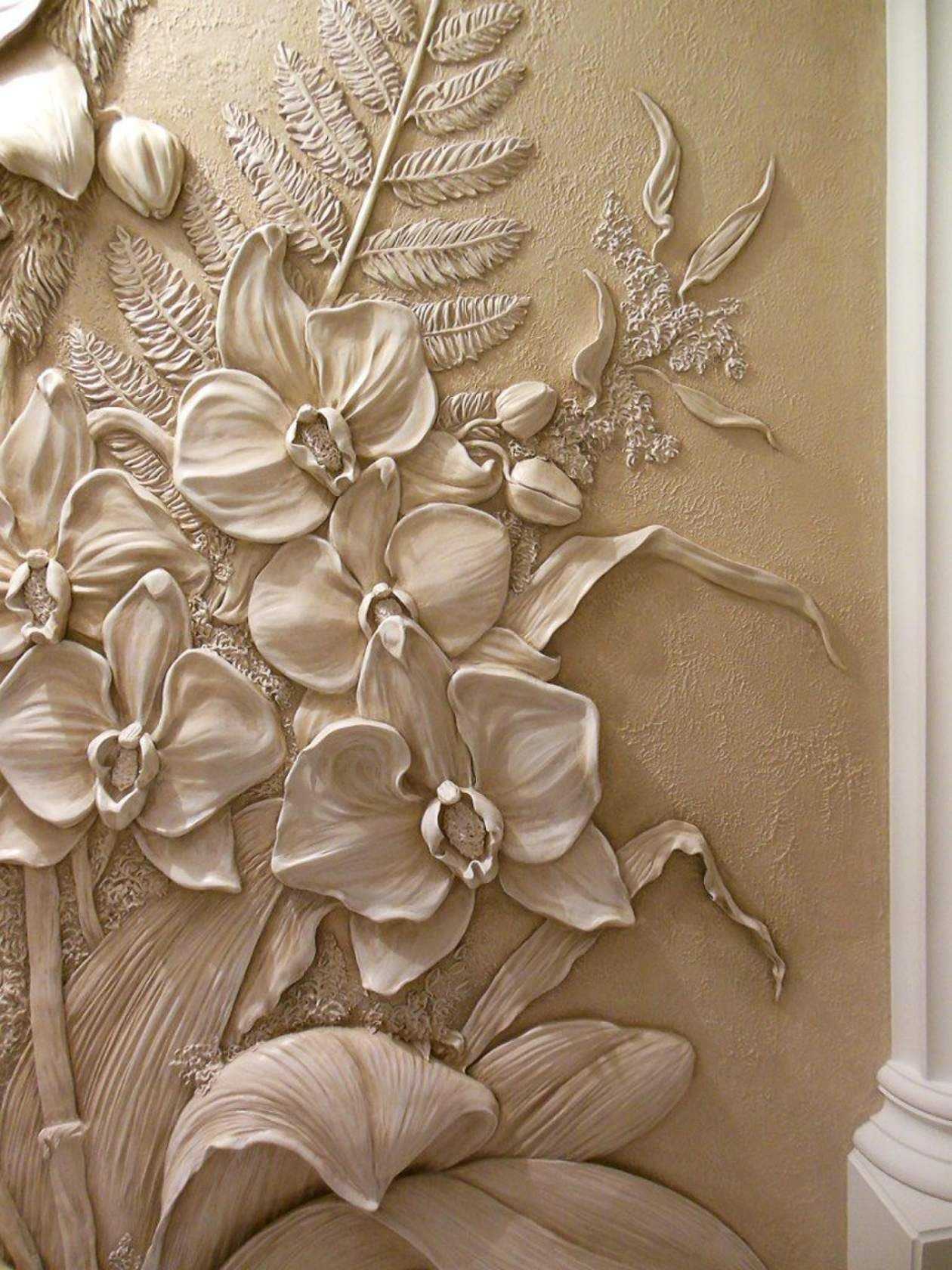 Декор предметов интерьер рисование и живопись создание рельефных рисунков на стене шпатлевкой гипс цемент