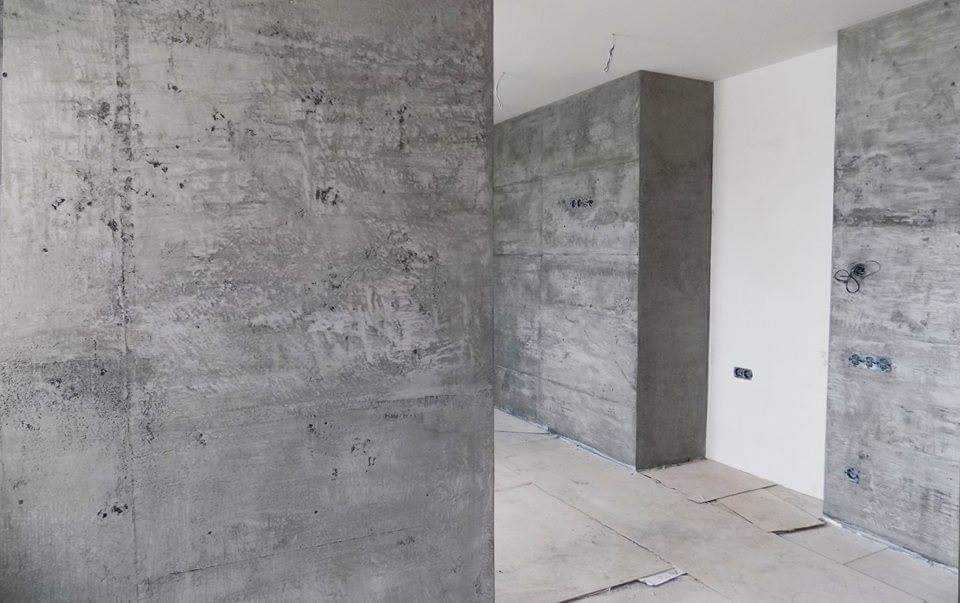 Декоративная штукатурка под бетон в современном интерьере