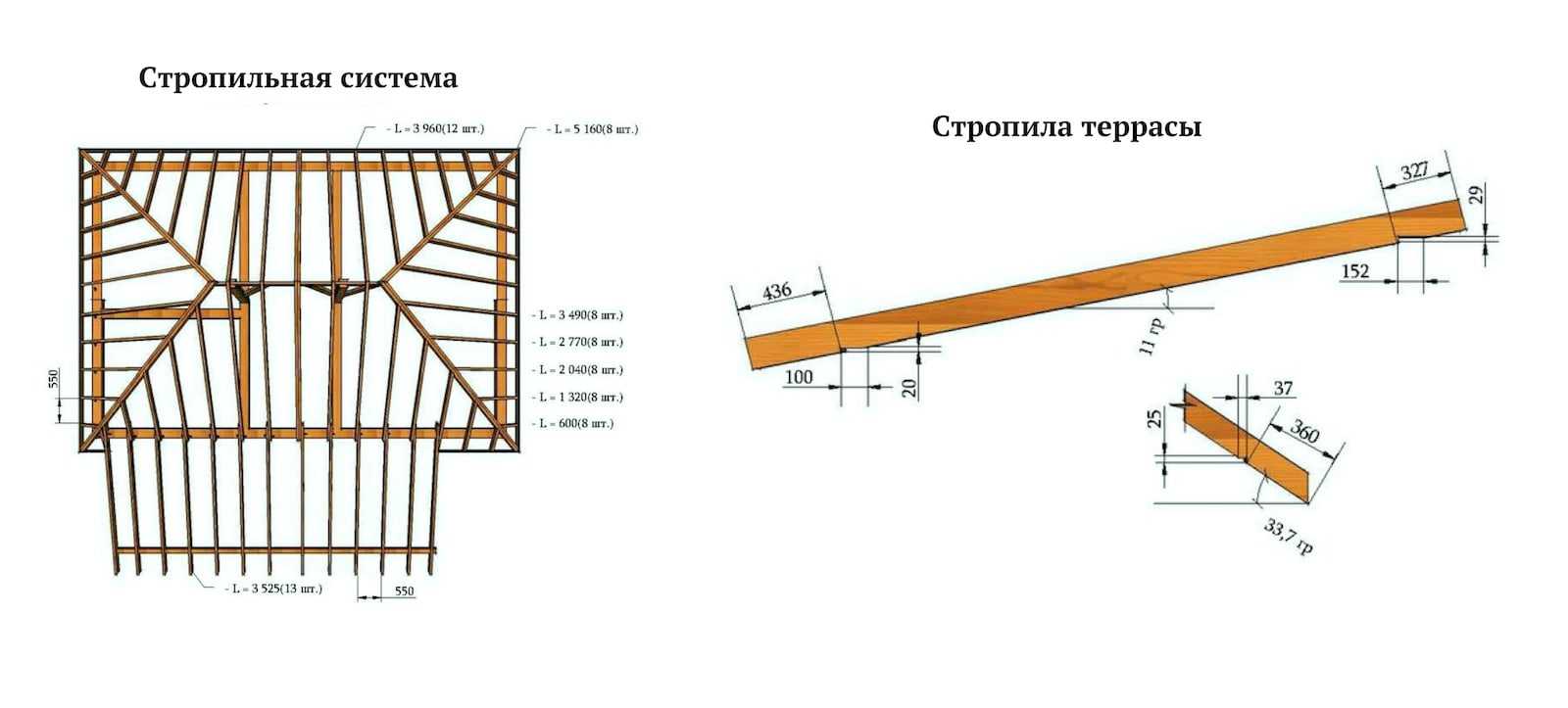 Стропила веранды к дому схема