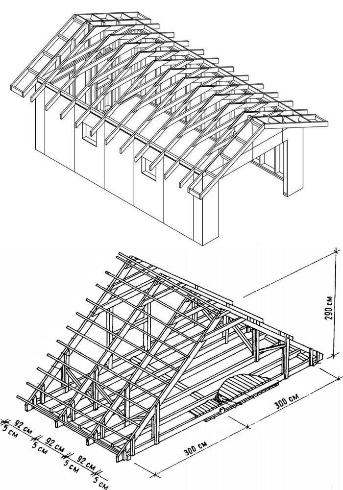 Расстояние между стропилами односкатной и двухскатной крыши