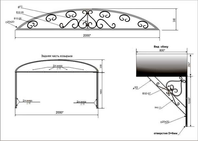 Навес чертежи и размеры